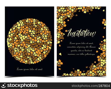 Vector illustration of a circle-shaped flower. Floral background. Set of greeting cards. Summer floral decorations