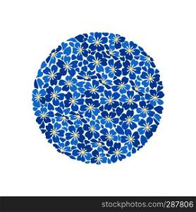 Vector illustration of a circle-shaped flower. Floral background. Summer floral decorations