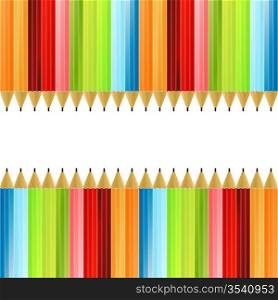 Vector illustration of a colorful background made of colored pencils.