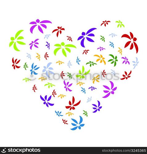 vector illustration of a colorful floral heart