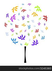 vector illustration of a colorful floral tree