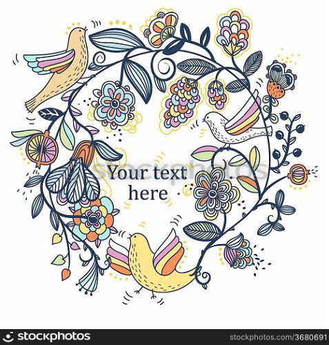 vector illustration of a colorful garland with abstract birds