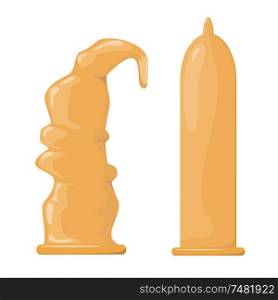 Vector illustration of a condom. Cartoon style condom on a white background. Protection against sexually transmitted diseases