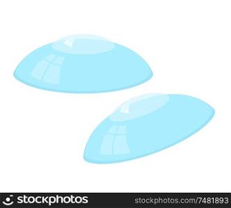 Vector illustration of a contact lens on a white background. Cartoon style contact lens. Subject Medicine and eye care