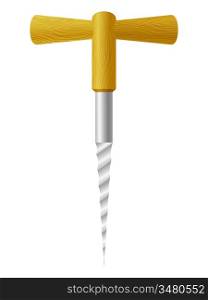 Vector illustration of a corkscrew on white background