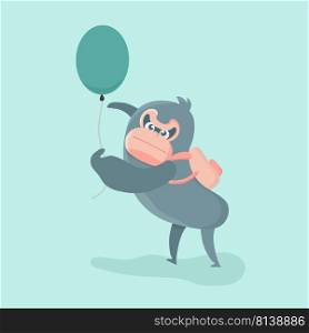 Vector illustration of a cute fatty and furry big cartoon gorilla.. big cartoon gorilla.