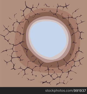 vector illustration of a drought in africa. climate change illustration for global warming, a small puddle among dry cracked land. world crisis because of pollution impact. climate change warning