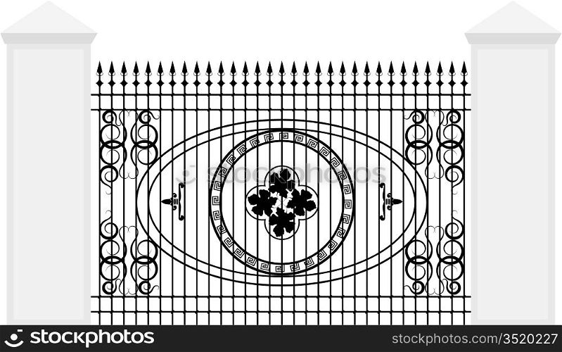 Vector illustration of a fence with iron railing