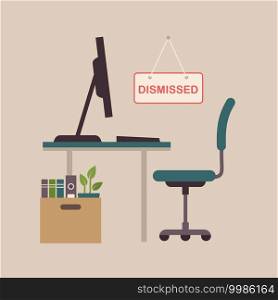   vector illustration of a fired job concept, office chair, business work dismissal