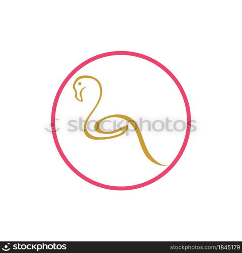 Vector Illustration of a Flamingo. Flamingo logo. Flamingo illustration idea for logo, symbol, emblem. Pink flamingo cycle logo vector