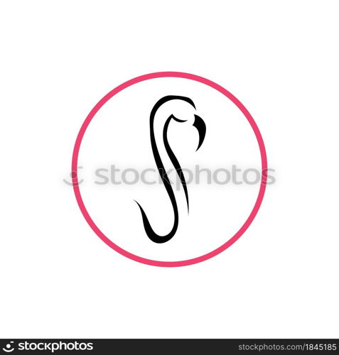 Vector Illustration of a Flamingo. Flamingo logo. Flamingo illustration idea for logo, symbol, emblem. Pink flamingo cycle logo vector