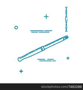 Vector illustration of a flat line icon of a cigarette holder. Abstract linear drawing for web design