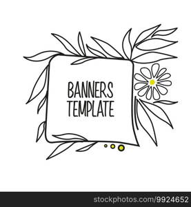 Vector illustration of a floral banner with leaves, with a place for text. Floral banner with leaves