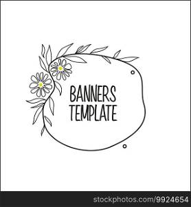 Vector illustration of a floral banner with leaves, with a place for text. Floral banner with leaves
