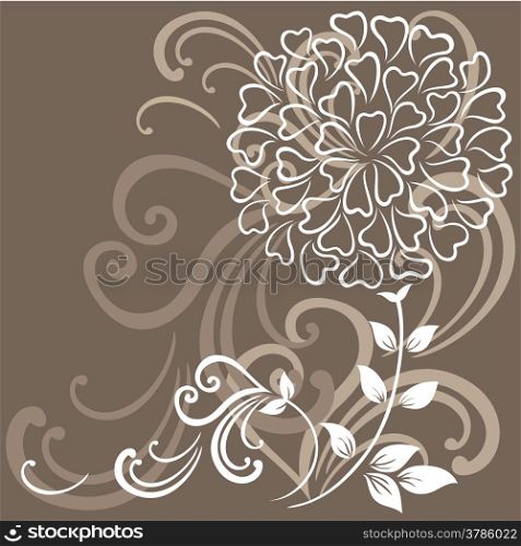 Vector illustration of a flower on the brown background