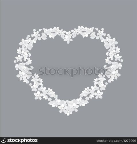 Vector illustration of a flower shaped heart. Floral decoration of invitation. Template Background Design, Valentines Day or Mother&rsquo;s Day. Floral decoration of invitation