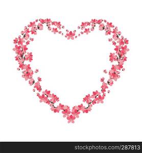 Vector illustration of a flower shaped heart. Flower decoration of sakura. Flower decoration of sakura