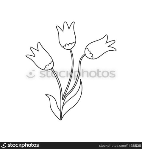 Vector illustration of a flower. Stock illustration isolated on a white background linear design for thematic drawings and scrapbooking