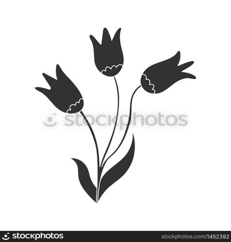 Vector illustration of a flower. Stock illustration isolated on a white background filled silhouette for thematic drawings and scrapbooking
