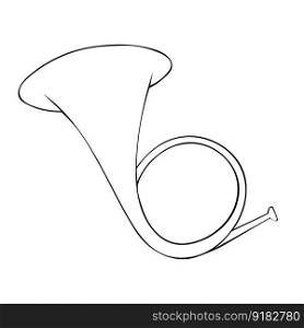 Vector illustration of a french horn in cartoon style isolated on white background.. Vector illustration of a french horn in cartoon style isolated on white background