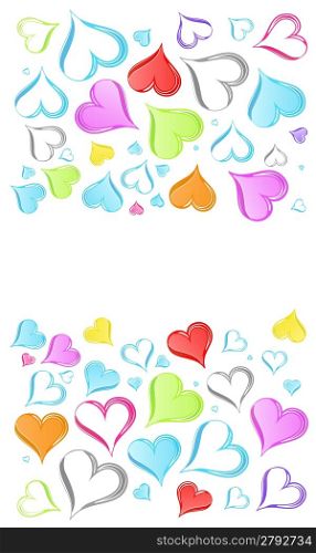 Vector illustration of a funky rainbow colored hearts design background.