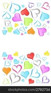 Vector illustration of a funky rainbow colored hearts design background.