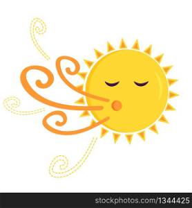 Vector Illustration of a funny blowing sun.. Vector Illustration of a funny blowing sun