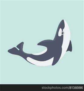 Vector illustration of a funny dolphin on pastel background.. Vector illustration of a funny dolphin 