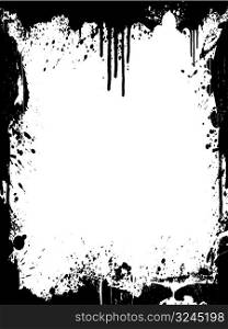 Vector illustration of a grunge ink splatter background frame.