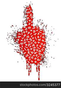 Vector illustration of a hand gesture grunge splatter with education concept.