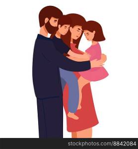 vector illustration of a happy family, mother father daughter son holding hands and hugging, complete prosperous family vector. vector illustration of a happy family, mother father daughter son holding hands and hugging, complete prosperous family vector.