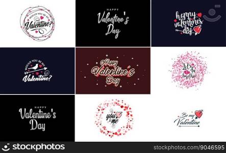 Vector illustration of a heart-shaped wreath with Happy Valentine’s Day text