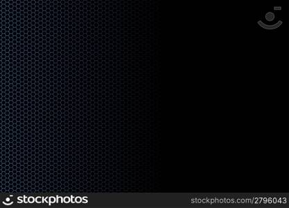 Vector illustration of a hexagon fence technological background fading into black. Banner usage.