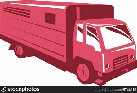 vector illustration of a horse truck trailer viewed from the front done in retro style.