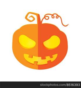 Vector illustration of a large spooky paper pumpkin with glowing eyes. Decoration for Halloween and holiday banners and invitations