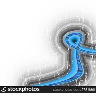 Vector illustration of a lined art curvy ribbon design with wavy elements and grungy textures glowing to white color.