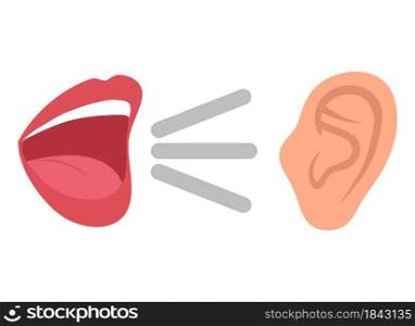 vector illustration of a listen and speak icon, voice or sound symbol, man head profile and back. listen and speak icon, voice or sound symbol