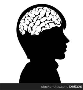 vector illustration of a man with brain in his head