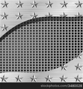 Vector illustration of a metal plate with holes and stars