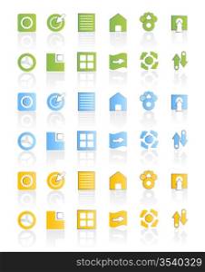 Vector illustration of a modern icon set collection in three different colors.