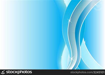 Vector illustration of a modern template background with flowing lined art and glowing shiny wavy stripes.