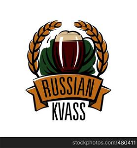 Vector illustration of a mug with Russian kvass. Isolated on white background.. Vector illustration of a mug with Russian kvass. Isolated on white background