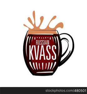Vector illustration of a mug with Russian kvass. Isolated on white background.. Vector illustration of a mug with Russian kvass. Isolated on white background