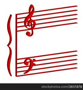Vector Illustration of a musical stave on white background