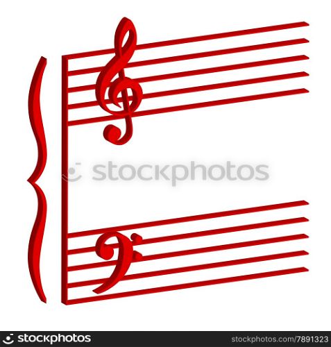 Vector Illustration of a musical stave on white background
