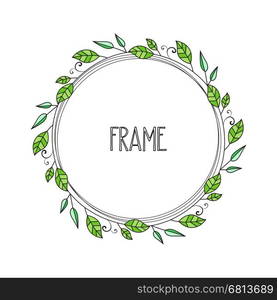 Vector illustration of a natural frame, romantic decoration branches with leaves