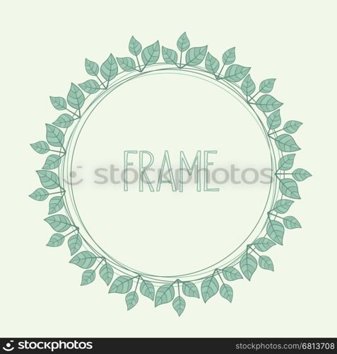 Vector illustration of a natural frame, romantic decoration branches with leaves