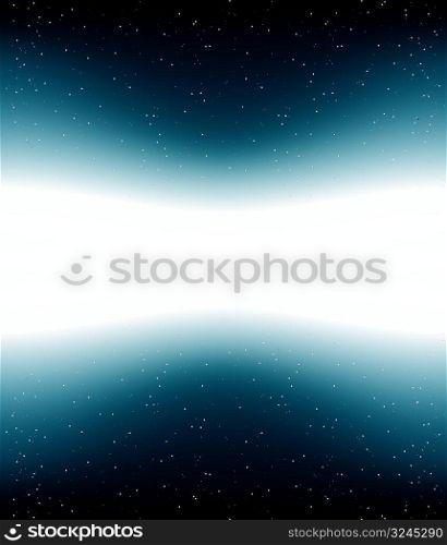 Vector illustration of a night sky full of stars. Universe theme with white copy space stripe in the middle.