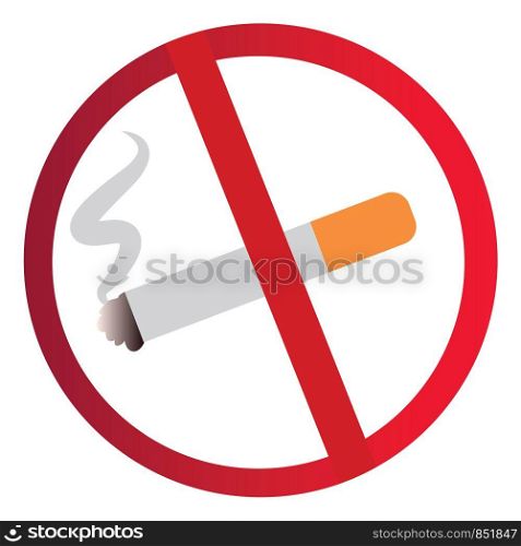 Vector illustration of a no smoking sign on a white background