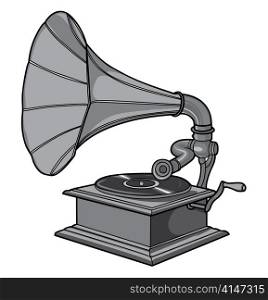 vector illustration of a old gramophone